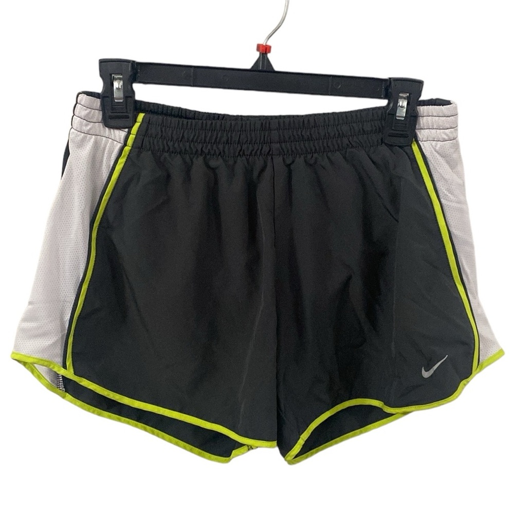 Nike mesh inset lined colorblock neon trim running shorts size M